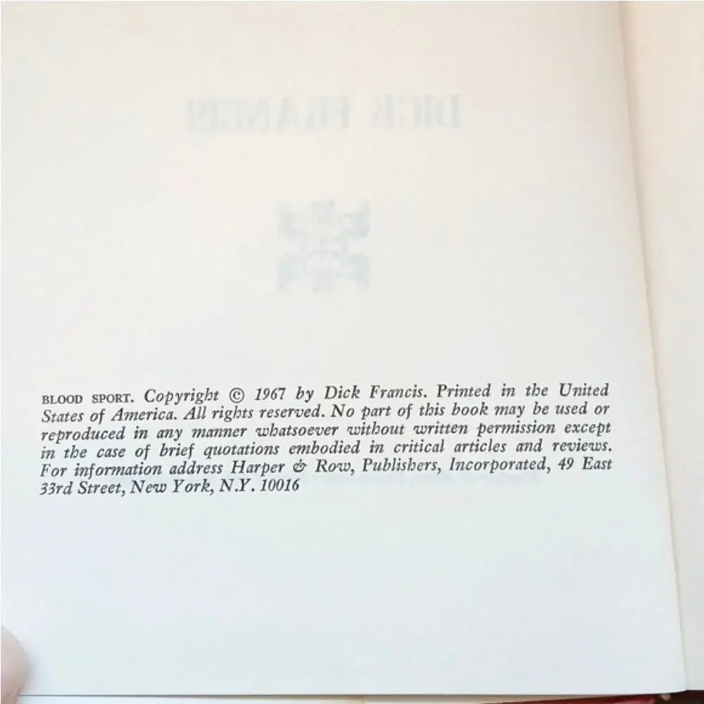 Blood Sport 1967 First Edition Hardcover Dick Francis